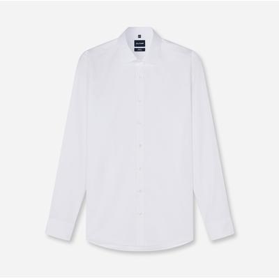 Langarmhemd OLYMP "Level Five Cover Shirt", Herren, Gr. 43, N-Gr, weiß, Web, Obermaterial: 100% Baumwolle, body fit normal, 2-Knopf-Manschette, Hemden, höchste Blickdichte, bügelfrei, Businesshemd, body fit