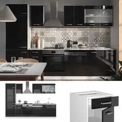 Vicco Küchenzeile R-Line Solid Weiß Schwarz 300 cm Arbeitsplatte modern Küchenschränke Küchenmöbel
