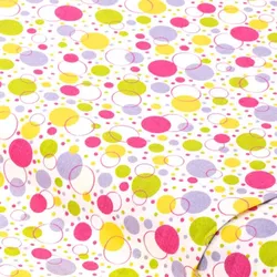 Baumwollstoff Bubbles/Kreise "Mona", weiß/bunt