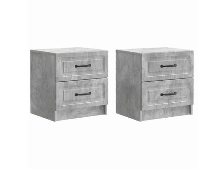 KGFHERENB 2er Set Nachttisch Betongrau 43 x 34,5 x 44,5 cm Holzwerkstoff Praktisches 2er Set Beistelltische mit Schubladen und schwarzen Stangengriffen für Vintage Stil im Schlafzimmer.