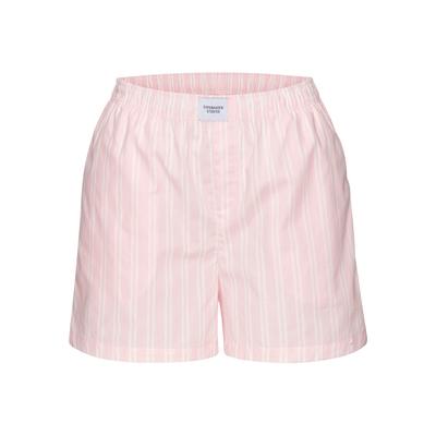 Pyjamashorts COPENHAGEN STUDIOS, Damen, Gr. 36, N-Gr, rosa (rosa gestreift), Web, Obermaterial: 100% Baumwolle, gestreift, loose fit kurz, Hosen, aus fein gewebter Baumwoll-Qualität