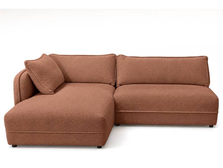 Best Mobilier Lucien - Canapé d'angle gauche 5 places en tissu bouclette \, Rouille