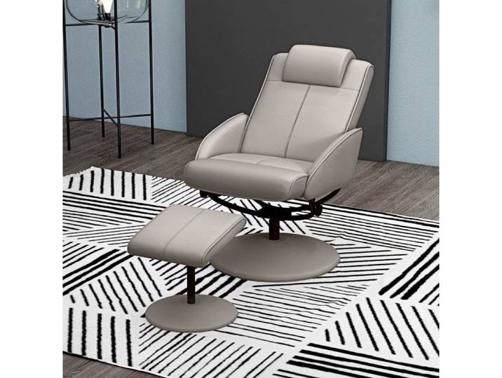 Fauteuil Relax Pivotant Gris Fauteuil TV Design FloraGrace Pour Salon Inclinaison 145° 78x67x98cm