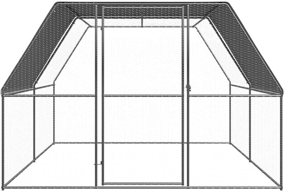 vidaXL Jaula gallinero de exterior de acero galvanizado 3x4x2 m Plateado