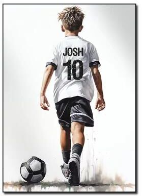 Inspired Finds Personalized Football Player Poster Custom Name Soccer Wall Art Gift For Boys And Sports Fans standing Tall 19.69x27.56in