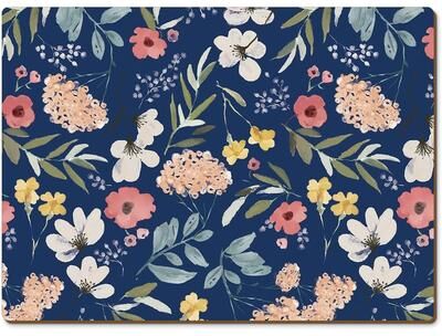CounterArt Meadow Blue Decorative Hardboard Placemats with Protective Cork Backing 4 Pack Heat Tolerant and Easily Wipes Clean