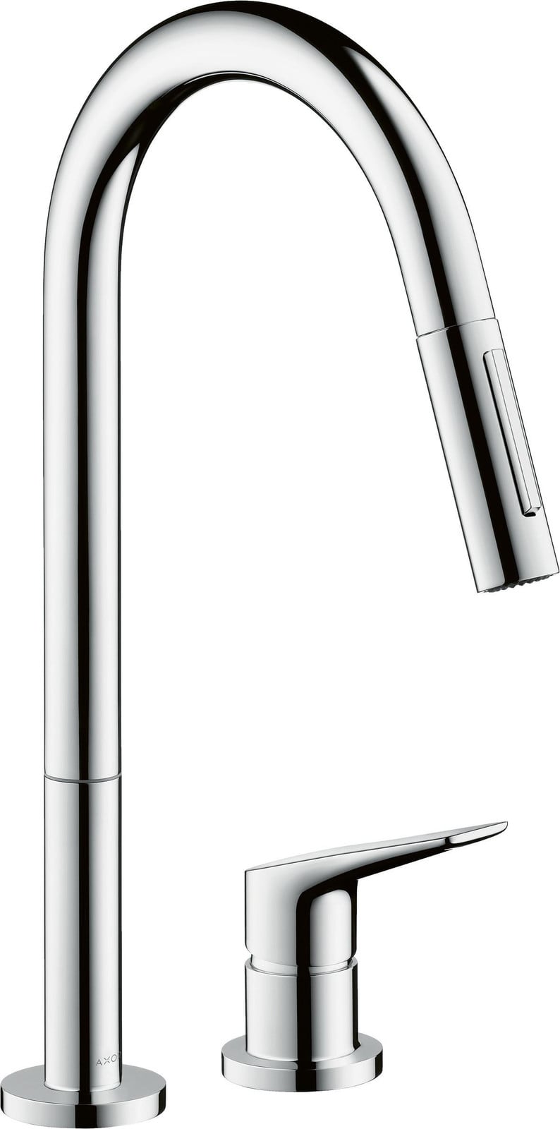Hansgrohe Axor Citterio spoelwastafelmengkraan met uittrekbare douchekop en draaibare uitloop, chroom, 2-gats model