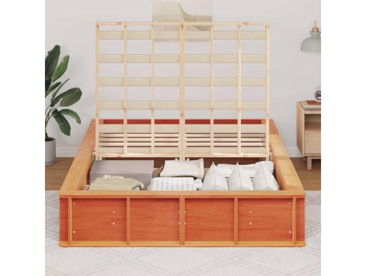KTHLBRH Bettgestell, Kiefer, massiv, 120 x 190 cm, Braun Moderne Plattform, minimalistisches Design, Naturholz, einfach zu montieren