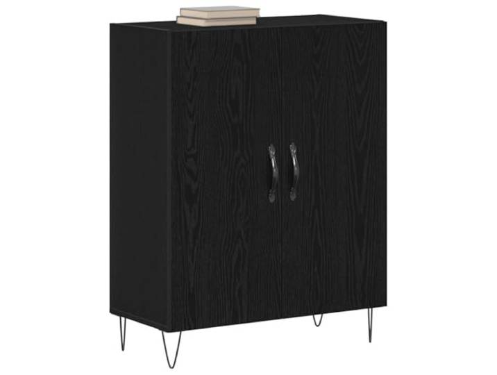 KTHLBRH Anrichte Eiche schwarz 69,5 x 34 x 90 cm Holz mehrschichtig Haarnadelbeine, 2 Scharniertüren, funktionales Regal, pflegeleicht