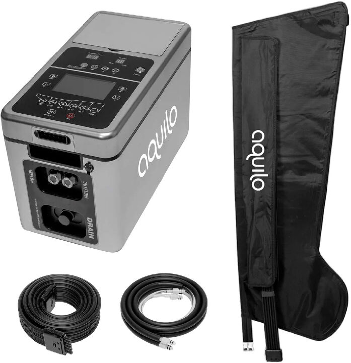 Sistema Aquilo Sports CCT1500 com botas de crioterapia e compressão pneumática para recuperação muscular