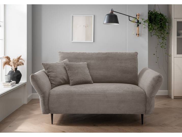 2-Sitzer HOME AFFAIRE Vanilla modern & bequem, verstellbare Armlehnen, tolle Details , braun (grau, braun), B:255cm H:94cm T:102cm, 93% Polyester, 7% Polyamid, Sofas, 2-Sitzer, bodenfrei, zeitlos und elegant, Breite 193cm