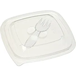 MONOUSO - Deckel für Schale mit Gabel Plastik PET 125x125mm (50 Stück)