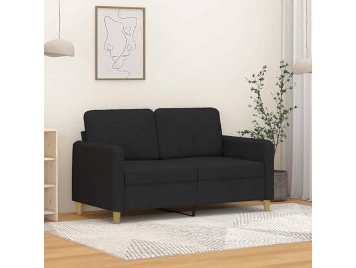 HEFZGDB 2-Sitzer Sofa Schwarz 120 cm Stoff Modernes Design Bequem Langlebig Strapazierfähig Metallgestell Robust Stabiel Dick Gepolstert Atmungsaktiv Sitzplatz Wohnzimmer Entspannen