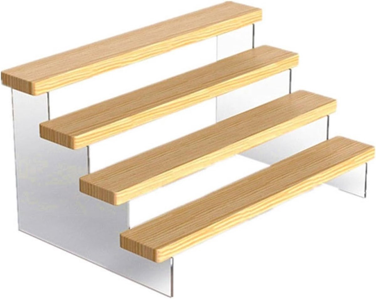 Houten Brillenstandaard in ladder-vorm voor winkelpresentatie en opberg, Naturel