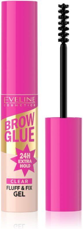 Eveline Cosmetics Brow Glue Fluff & Fix Gel long-lasting eyebrow gel shade Transparent 6 ml