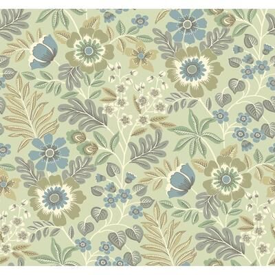 A-Street Prints Voysey Green Floral Wallpaper