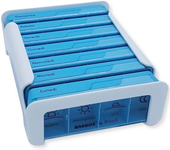 ANMED GMBH Anabox Portapillole 7 Giorni Compact Blu Settimanale, 1 pezzo