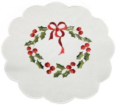 Xia Home Fashions Country Wreath-12Rnd-Doilies-Set of 4-White