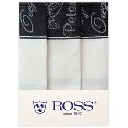 Ross 3er Pack Zwirn Halbleinen Geschirrtücher Kräuter 50x70 cm | schwarz - schwarz