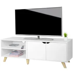 Relaxdays TV Lowboard 6 Fächer Weiß