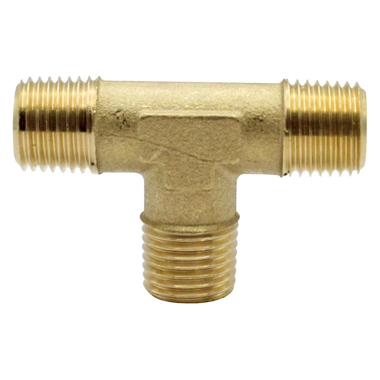 Riegler 112715 T-Stück, Aussen/Aussen/Aussen, R 1/4, AF 13, Messing blank (4047322065993)