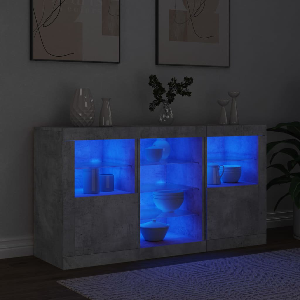 Metro Azariyah 123 cm W Glass Sideboard Concrete Grey 67cm H X 123cm W X 37cm D