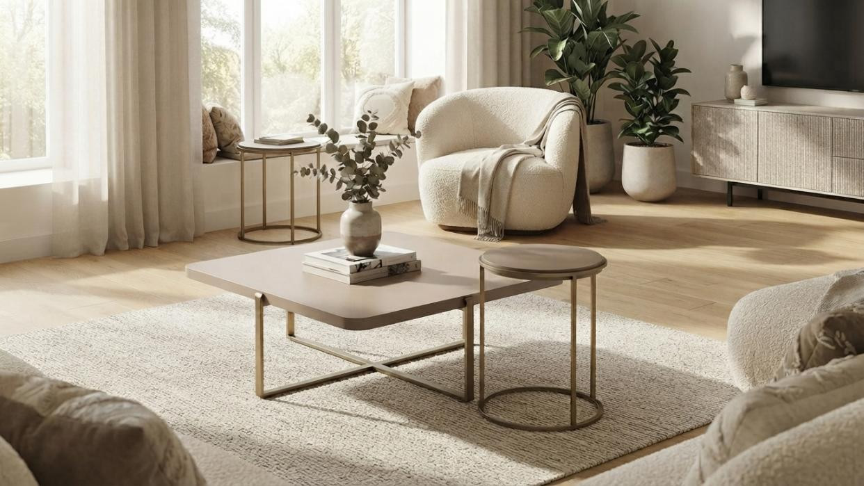 JVmoebel Salontafelset met 2 Bijzettafels in Moderne Stijl, Beige, Compact