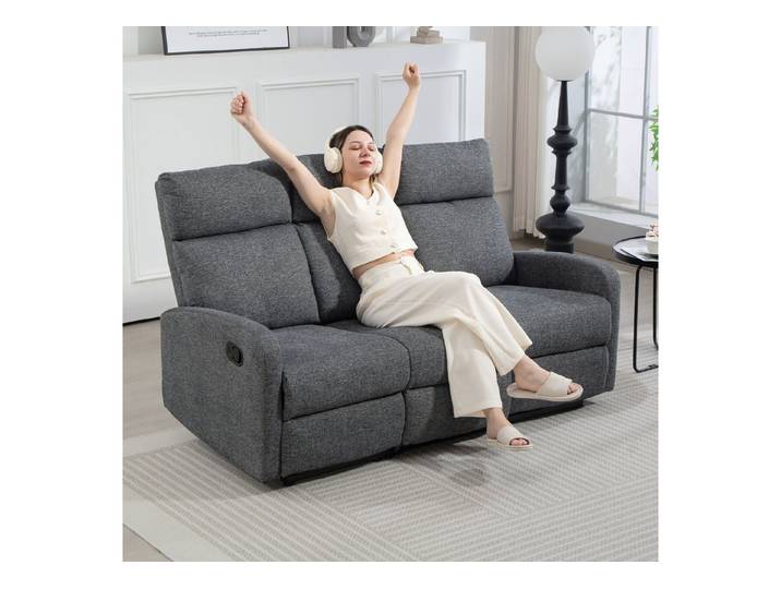 HOMCOM Relaxsessel 2-Sitzer Liegesessel mit Liegefunktion, Grau (Liegesessel mit Liegefunktion, 1-St., Ruhesessel), Handbetätigte Liegefunktion