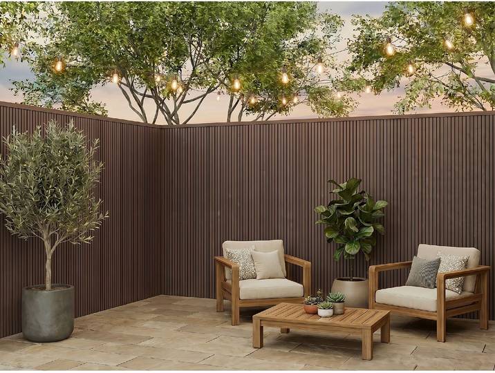 Fassadenpaneele aus Holz-Verbundwerkstoff mit Unterkonstruktion – Set à 5,12 m² – dunkel natur – CORNIO