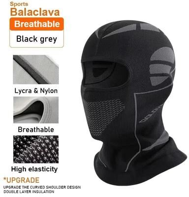Inspired Finds Thermal Winter Balaclava Full Face Mask For Cycling, Motorcycle Riding, Skiing, And Outdoor Sports breathable Black Gray