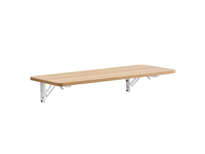 ComfortXL Wandregal De-37385 80 cm wandmontiert mit Klappmechanik Weiß, Naturfarben, 40x18.5x80 cm, Wohnzimmer, Regale, Wandboards