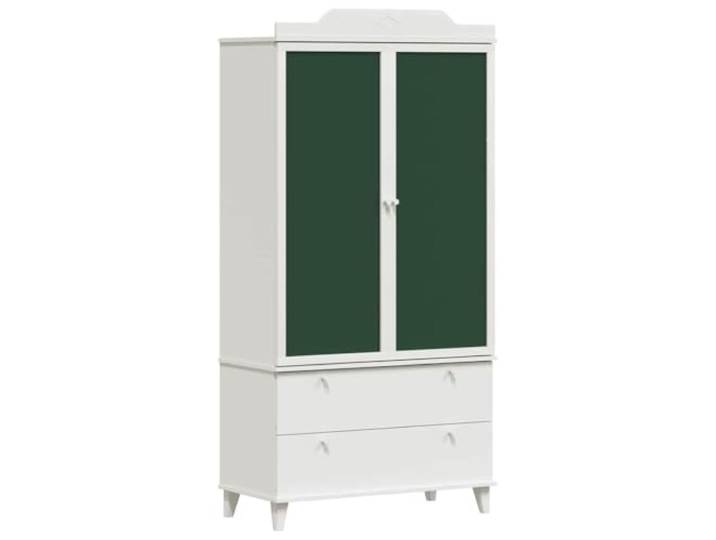 HWKQEQRF ROROS Kleiderschrank Weiß 90 x 45 x 180 cm für Grüne Türen, weißer Rahmen, Holzwerkstoff, Tafel in Türen, Regalbretter, Knöpfe, Innenbereich