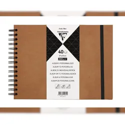 Clairefontaine 3x Album DIY zum Personalisieren, 40 Blatt Kraftpapier 200g im Format 27x20 cm, Umschlag aus Kraftkarton - Kartonbraun 95431C