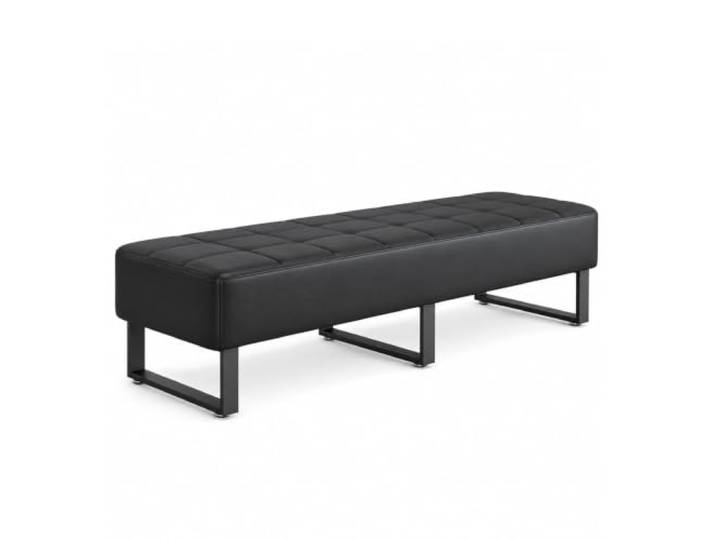 ZomoQryn Wartezimmerbank Kunstleder Bürogästestuhl Gepolsterte Sitzbank PU-Leder,Stahlrahmen,Gepolsterte Eingangsbank,Geeignet für Zuhause,Besprechungsräume,Schönheitssalons(Black,180x42x42cm)