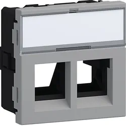 Hager G45DM012LAN Geräteeinbauset für 2x RJ45 Typ 01 Direkt Klipping 45x45 Aluminium