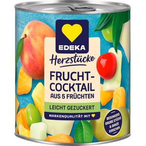 Edeka Obstkonserve Herzstücke Fruchtcocktail, leicht gezuckert, vegan, Stücke in der Dose, 820 g