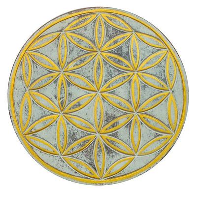 Wandornament 'Saat des Lebens' MDF whitewashed/gold bemalt, 20 cm
