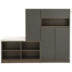 STILVORA Schuhschrank aus Spanplatte Grau 140x35x110 cm mit Sitzkissen