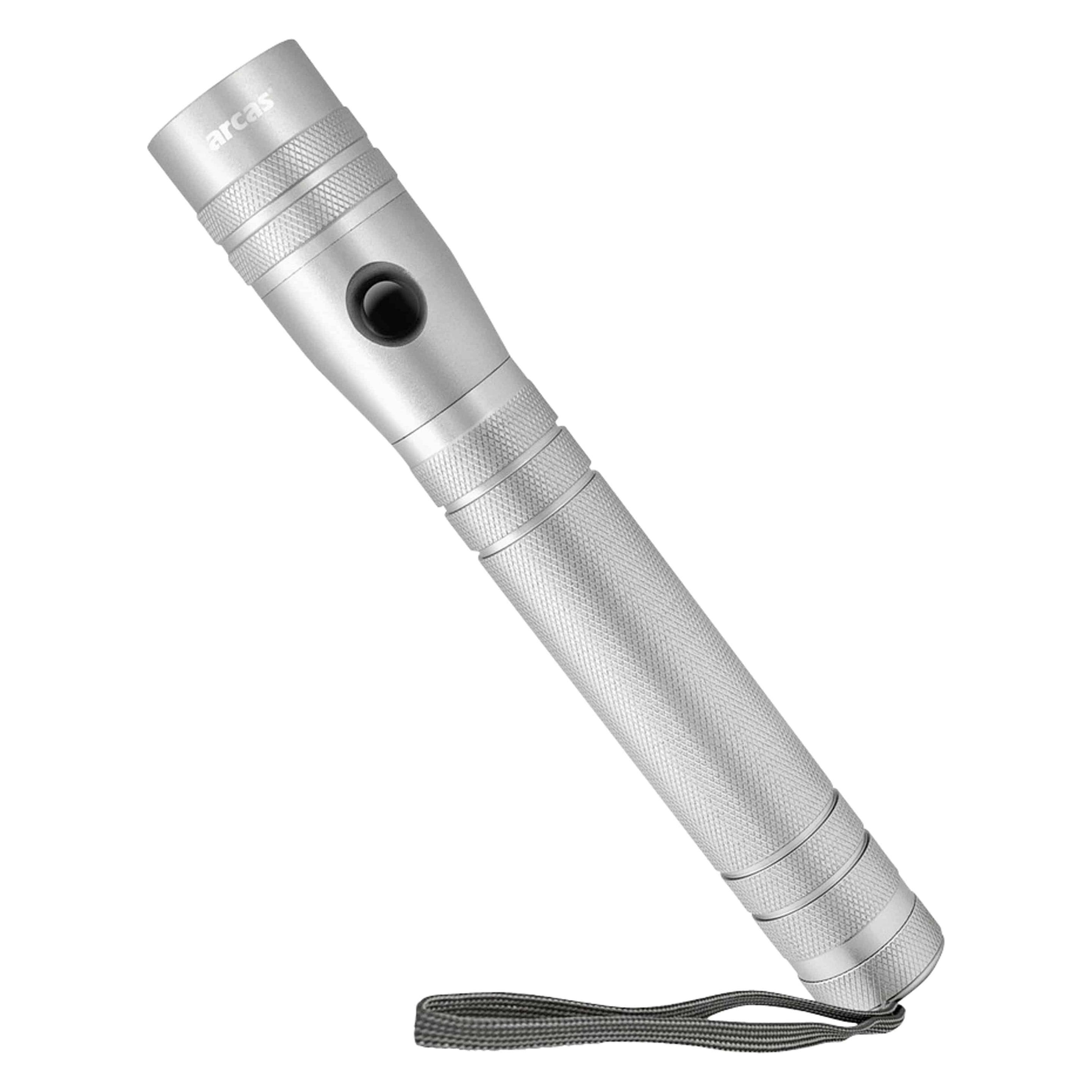 Arcas LED Taschenlampe - 10 Watt, 700 lm, stossfest und wasserabweisend, silber-anthrazit (24.80 cm, 700 lm) (30700033 SILBER)