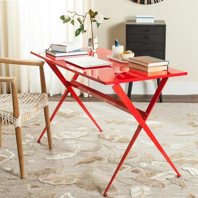 SAFAVIEH Chapman 47.2-Inch Iron Desk, Red, Modern