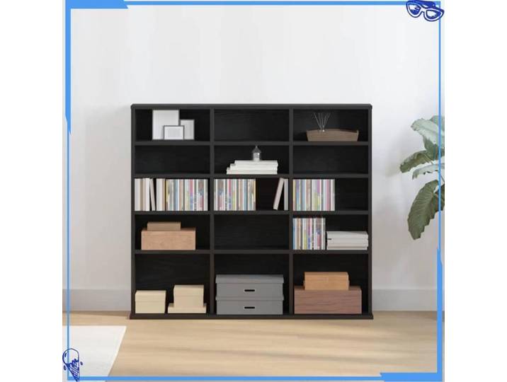 Meuble CD en chêne - 100x23x89 5 cm - Bois d'ingénierie - Noir - Artisanat Remarquable et Authentique - Pour Intérieur