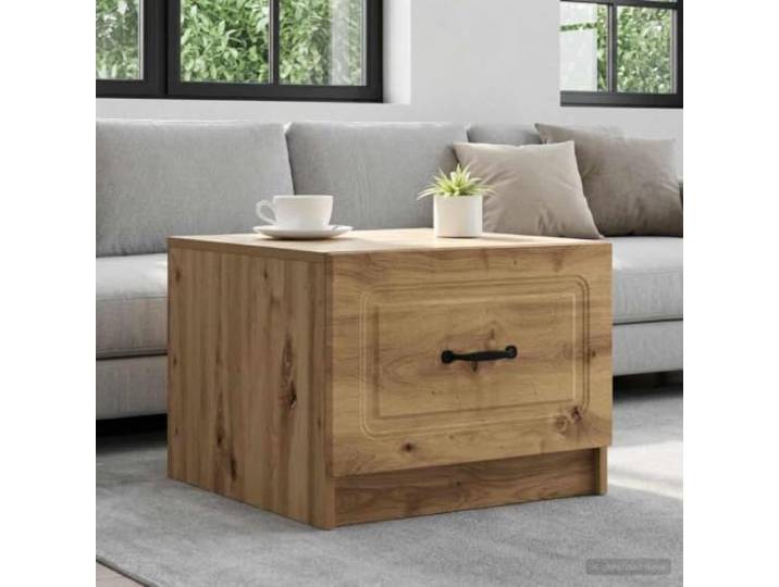 pokgdf Couchtisch Artisan-Eiche 49 x 50 x 37 cm Holzwerkstoff mit Schublade Vintage-Stil, Schublade, pflegeleichte Oberfläche, robust, vielseitig, Retro-Design