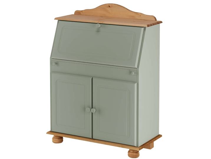Sekretär GOODPRODUCT Mette, Schreibtisch im Landhausstil , salbei grün,, B:82cm H:107cm T:39cm, Sekretäre, Sekretär, aus Massivholz, Breite 82 cm