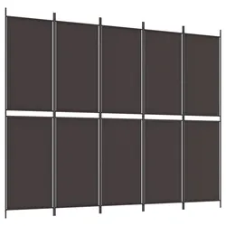 vidaXL 5-tlg. Paravent Braun 250x200 cm Stoff