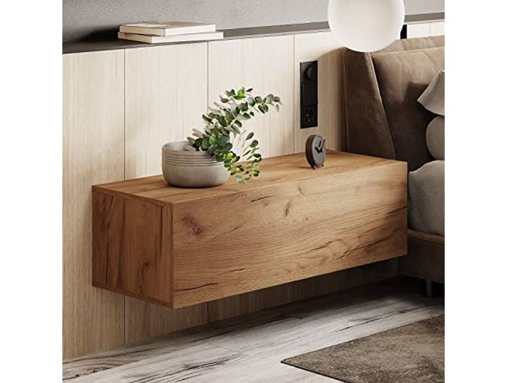 Planetmöbel Schlafzimmer Nachttisch Schrank 100 cm Gold Eiche