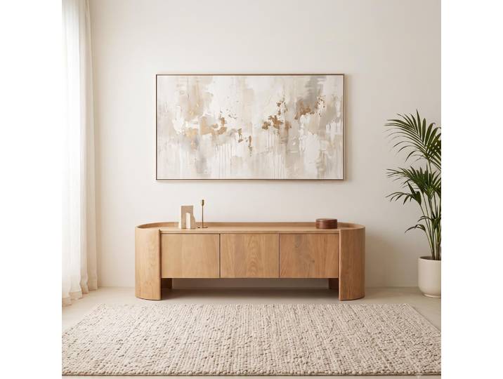 Meuble TV en bois de chêne massif 165 cm - Lago