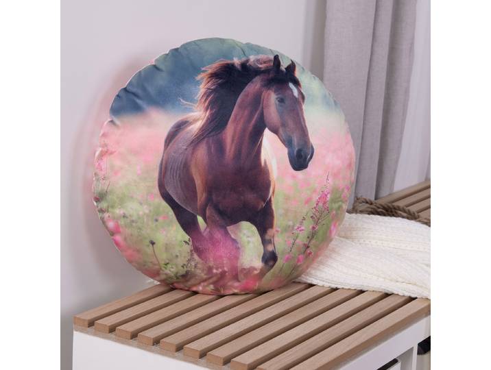 Coussin décoratif Cheval Multicolore Ø 50cm Coton