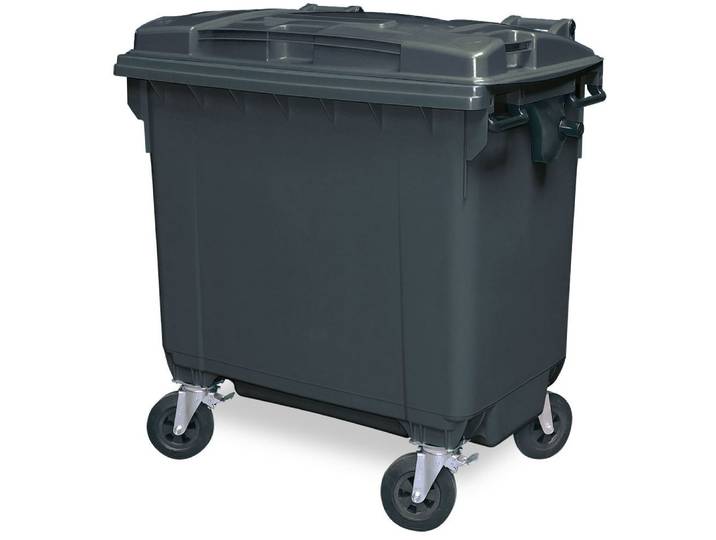 BRB-Lagertechnik Mülleimer Müllbehälter 770 Liter, anthrazitgrau, Deckel bunt