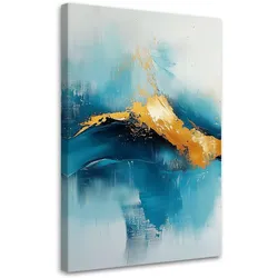 LEINWANDBILD Türkis- und Goldabstraktion 70x100cm
