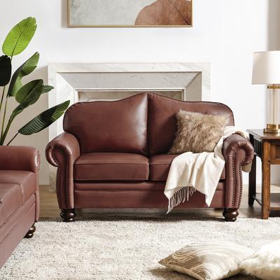 HULALAHOME HULALA HOME Angel Transitional Genuine Leather Sofa With Tufted Back